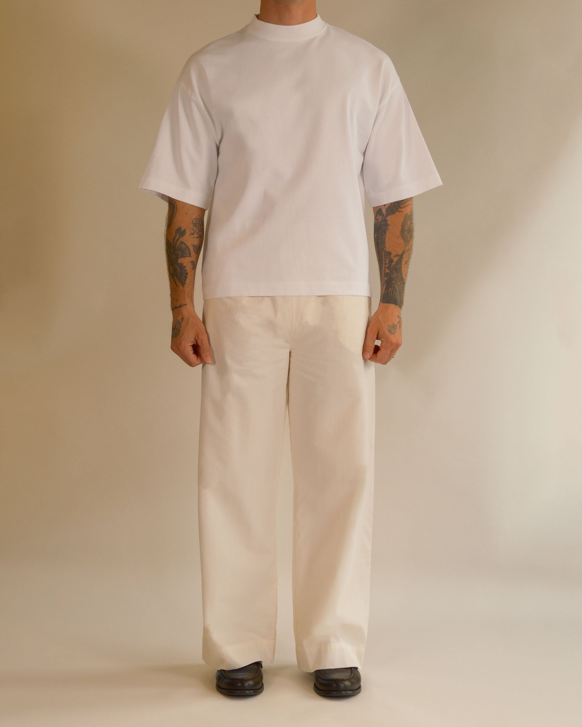 T-Shirt | White + Trouser | Ecru